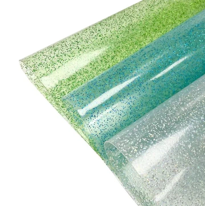 Colorful Laser Round Grain Glitter TPU Artificial Leather For Bags