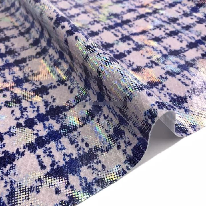 Hologram Foil Printed Colorful Sequin Leather Stage Decoration Bag Making Fabric