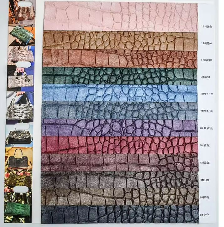 New Hot Sale 2024 Embossed Crocodile Pattern Pu Leather Fabric For Handbag Luggage Shoes