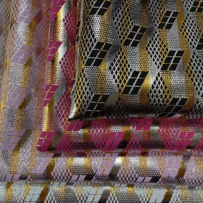 Rexine 0.7mm Line Texture Foiled Pattern Metal Embossed Synthetic Leather For Decorate Bags