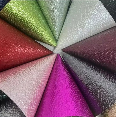 Anti blan gaz liksye atifisyèl glitter metalik koulèv PU kwi pou Handbags