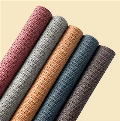 Nouvo 0.8-0.9mm Tissus Pattern Pu Leather Pou Fè Handbags ak soulye Wove Relief Faux Leather Sheets