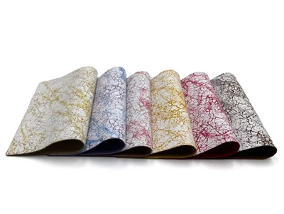 Nouvo Pwosesis Enpresyon Santi Fim Pwosesis PU Leather Pou Sak soulye