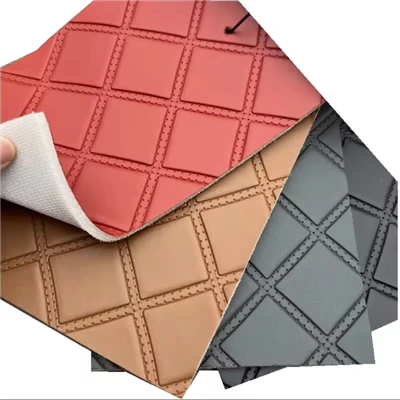 PNew rive Pvc Rexine kwi ak kim pou amebleman machin, Diamond Relief faux kwi pou tapi etaj oto ak kòf machin