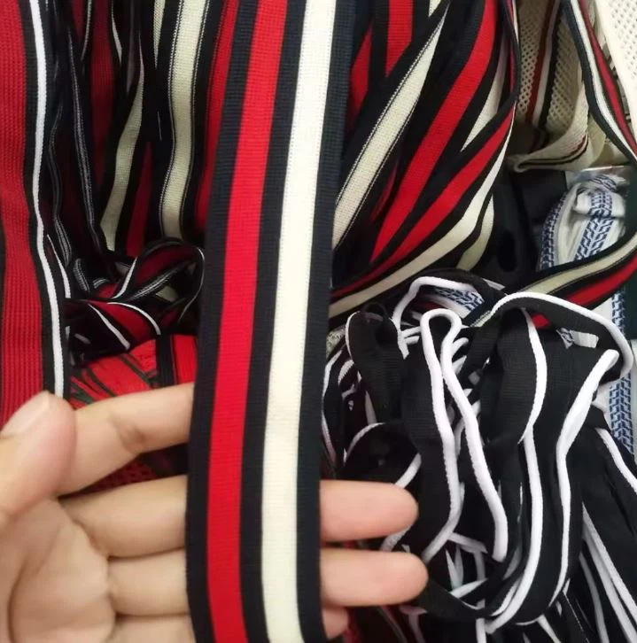 Wholesale kolore 100% Polyester Knit Stripe Twill tep pou rad